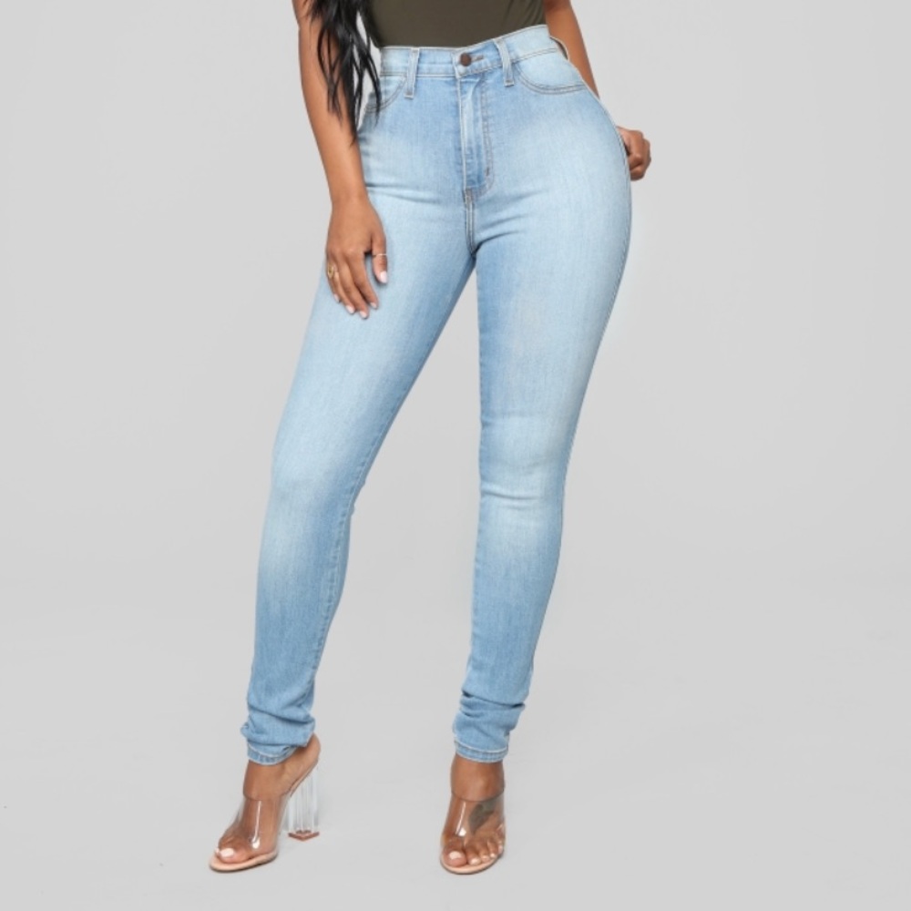 Classic high waist skinny jeans light blue wash